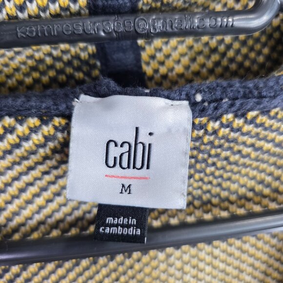 Womens Cabi Hooded Yellow Blue White Plaid Cardigan Sweater Acrylic & Cotton M - Picture 2 of 7